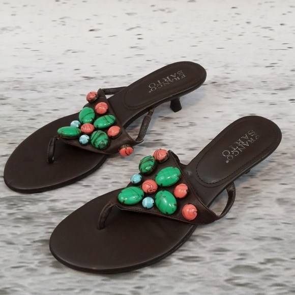 Franco Sarto Shoes - FRANCO SARTO Jeweled Thong with Kitten Heel